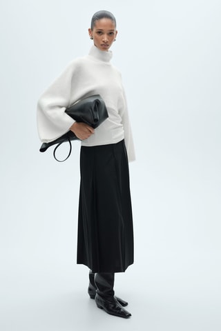 Pull-over col roulé combiné - Blanc