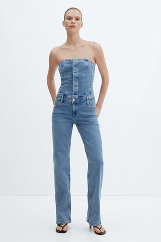 Combinaison bustier en jean - Bleu