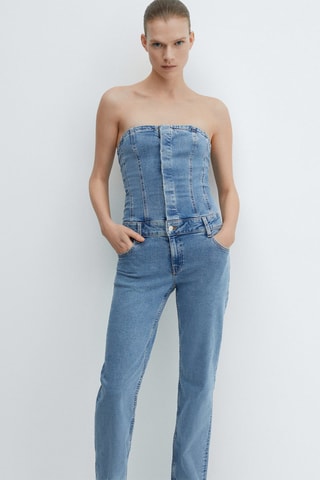 Combinaison bustier en jean - Bleu