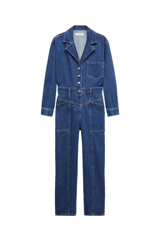 Combinaison en jean revers Bleu