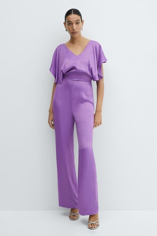 Combinaison satinée volant - Violet