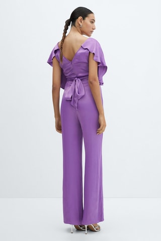Combinaison satinée volant - Violet