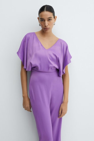 Combinaison satinée volant - Violet