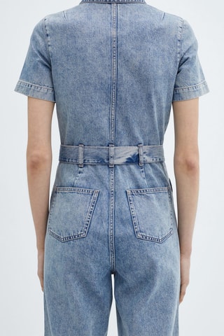 Combinaison en jean manches courtes - Bleu clair