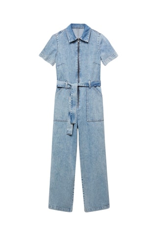 Combinaison en jean manches courtes - Bleu clair