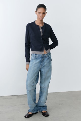 Cardigan combiné boutons - Bleu