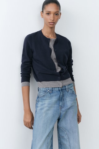 Cardigan combiné boutons - Bleu