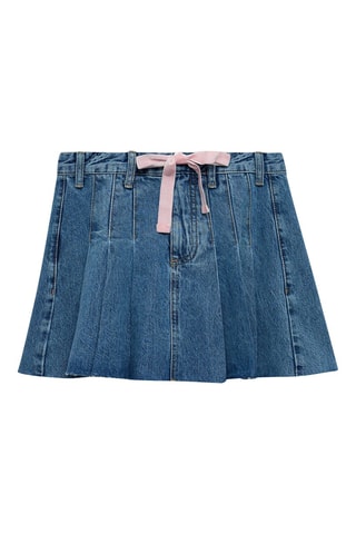 Minijupe en jean plissée - Bleu