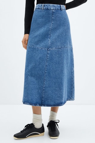 Wijduitlopende rok van demin Blauw