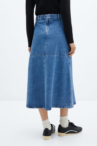 Wijduitlopende rok van demin Blauw