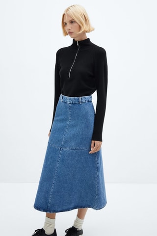 Wijduitlopende rok van demin Blauw