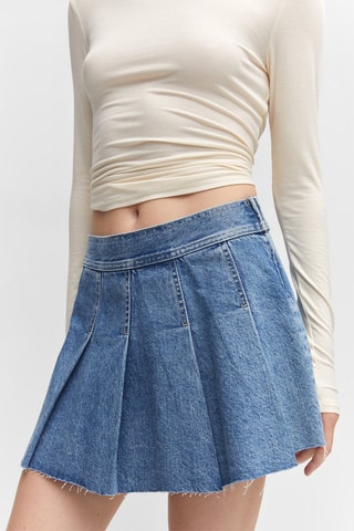 Minispijkerrok met plooien Blauw