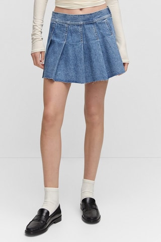 Minispijkerrok met plooien Blauw