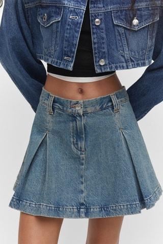 Minispijkerrok met plooien Blauw