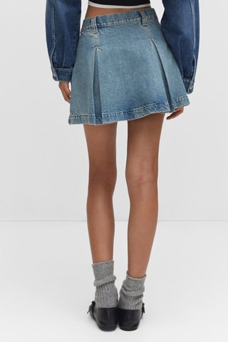 Minispijkerrok met plooien Blauw