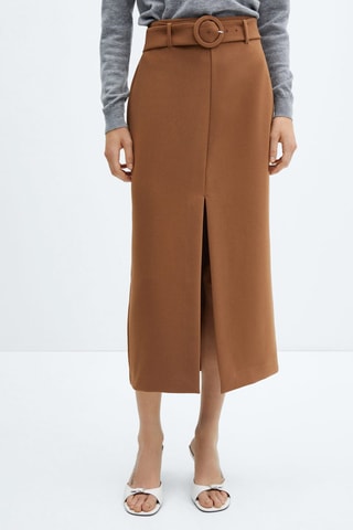 Rok met riem en split Camel