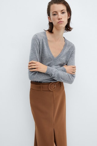 Rok met riem en split Camel
