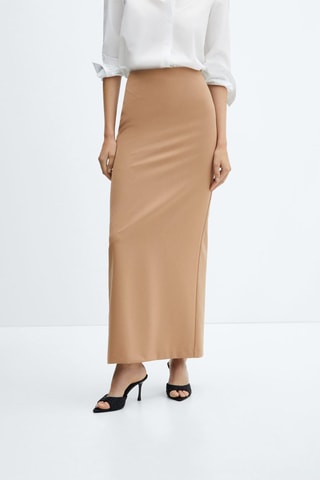 Lange rechte rok - Beige