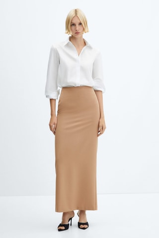 Lange rechte rok - Beige