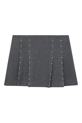 Geplooide Minirok met Studs - Gemêleerd Grijs