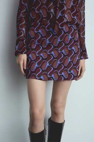 Minirok met Print - Bruin en Blauw