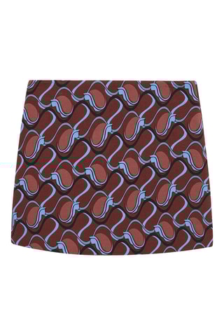 Minirok met Print - Bruin en Blauw