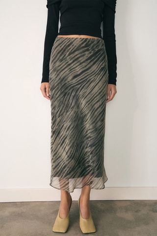 Organza Rok met Print - Groen