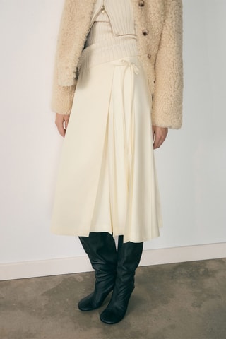Lyocell Rok met Strik - Ecru