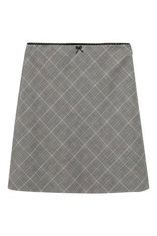 Rok met Ruitmotief en Decoratief Strik - Grijs