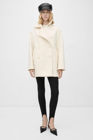 Manteau croisé en laine vierge - Ecru