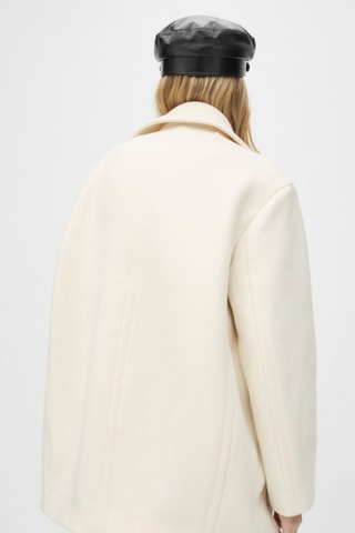 Manteau croisé en laine vierge - Ecru