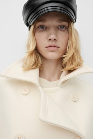 Manteau croisé en laine vierge - Ecru