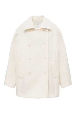 Manteau croisé en laine vierge - Ecru