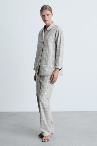 Chemise pyjama flanelle carreaux - Gris