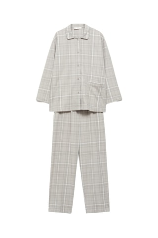 Chemise pyjama flanelle carreaux - Gris