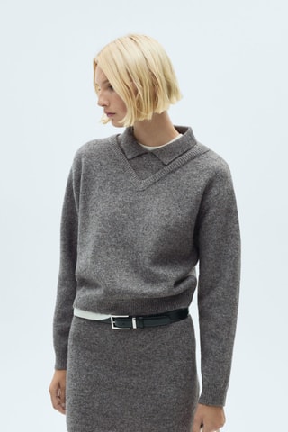 Pull-over col chemise combiné - Anthracite