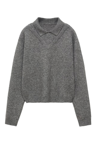 Pull-over col chemise combiné - Anthracite
