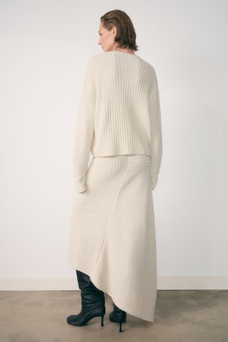 Jupe maille asymétrique - Ecru