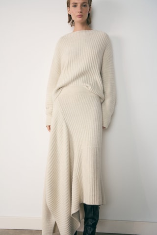 Jupe maille asymétrique - Ecru