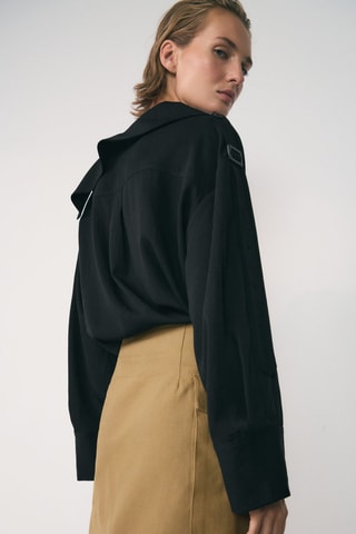 Chemise Lyocell col asymétrique - Noir