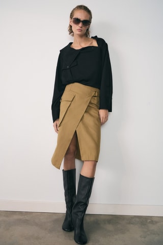 Chemise Lyocell col asymétrique - Noir