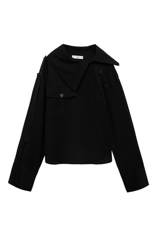 Chemise Lyocell col asymétrique - Noir