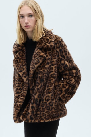 Manteau léopard fausse fourrure - Marron