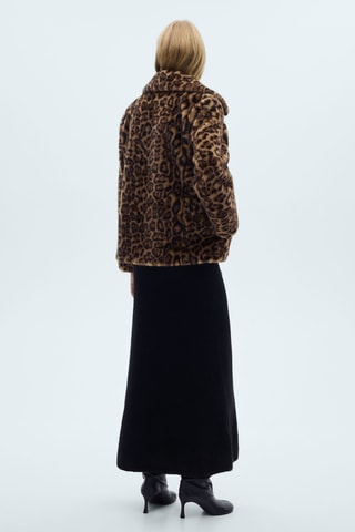 Manteau léopard fausse fourrure - Marron