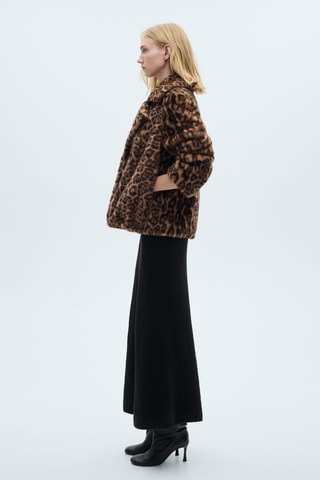 Manteau léopard fausse fourrure - Marron
