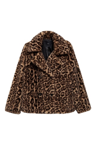 Manteau léopard fausse fourrure - Marron