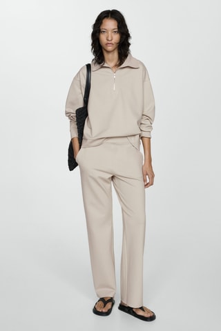 Sweat-shirt col montant zip - Gris clair