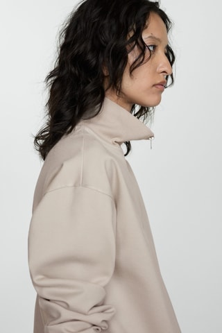 Sweat-shirt col montant zip - Gris clair