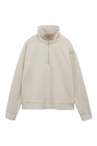 Sweat-shirt col montant zip - Gris clair