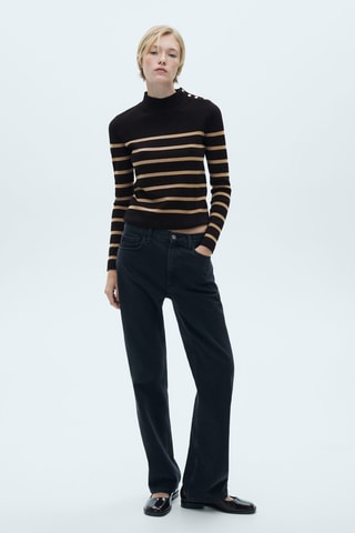 Pull-over boutons épaule - Marron